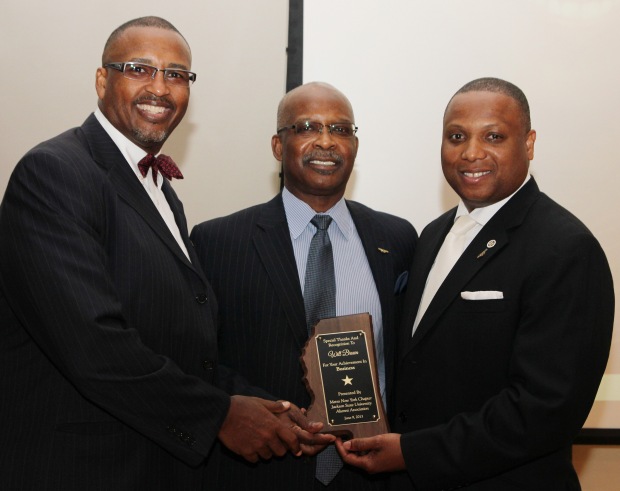 Rev. Michel J. Faulkner, President of the Institute for Leadership, honoree Will Brown and Fitzgerald Miller, President of One Hundred Black Men, Inc. Photo by Lia Chang